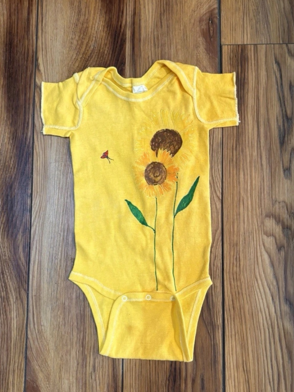 Vtg. Toddletime Infant Girls Hand-Painted Sunflowers Onesie L (26-32lbs) NEW